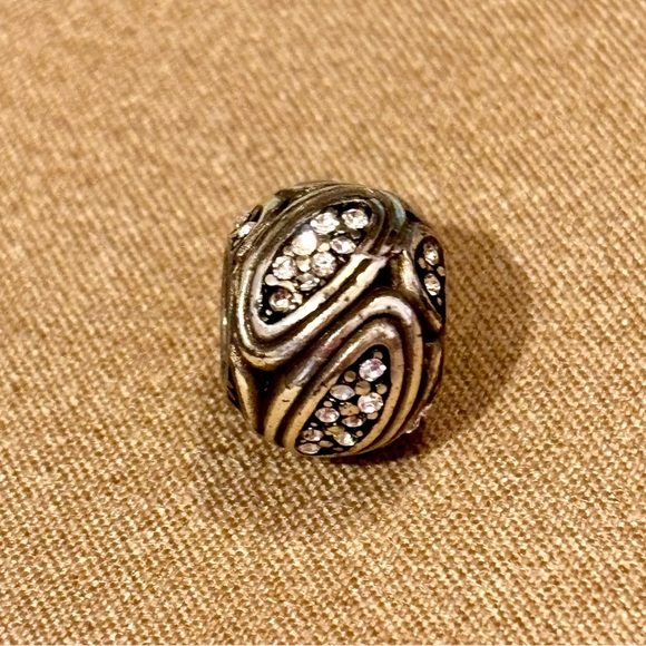 Brighton Orion silver bead Crystal-filled raised ovals Retired - Picture 3 of 6